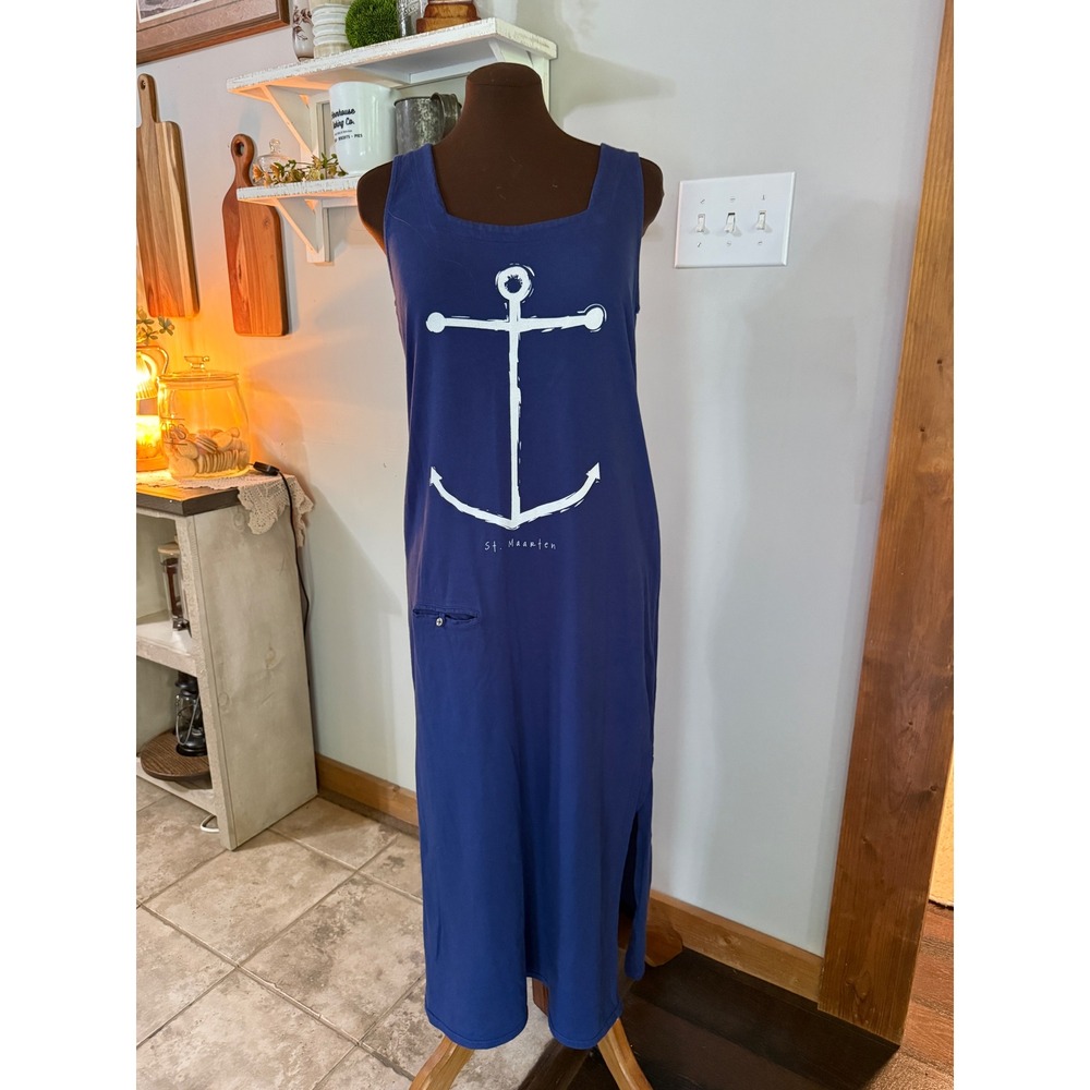 Fresh Produce Maxi Dress SM Blue Anchor St. Maarten Nautical Cotton cruise beach